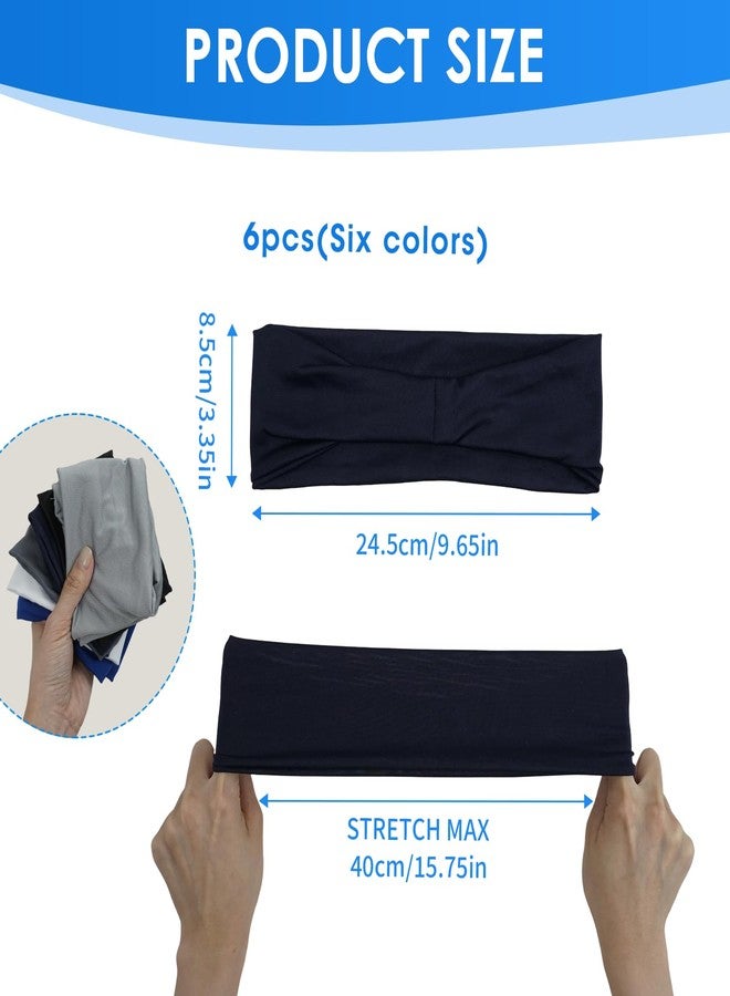 Nextpal 6 Pcs Sweat Wicking Headband for Men, Moisture Wicking Sports Headbands for Running Cycling Football and Basketball, Stretchy Workout Sweatbands for Long Hair Fitness Head Bands - Image 3
